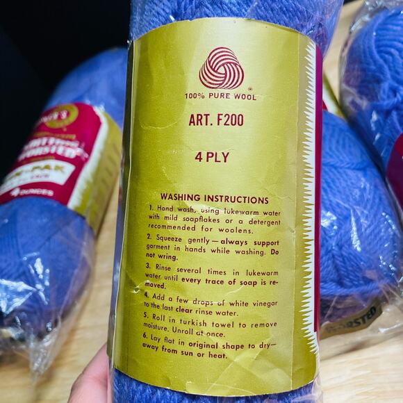 FLEISHER'S KNITTING YARN VIRGIN WOOL LAVENDER 6 DBL PACKS Color 162 Dye Lot 4672 - Picture 4 of 6